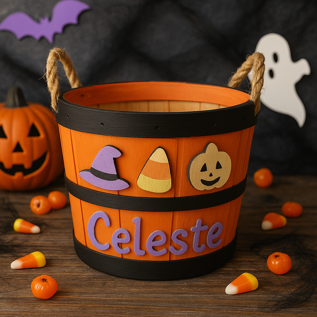 Hand-painted Halloween bucket