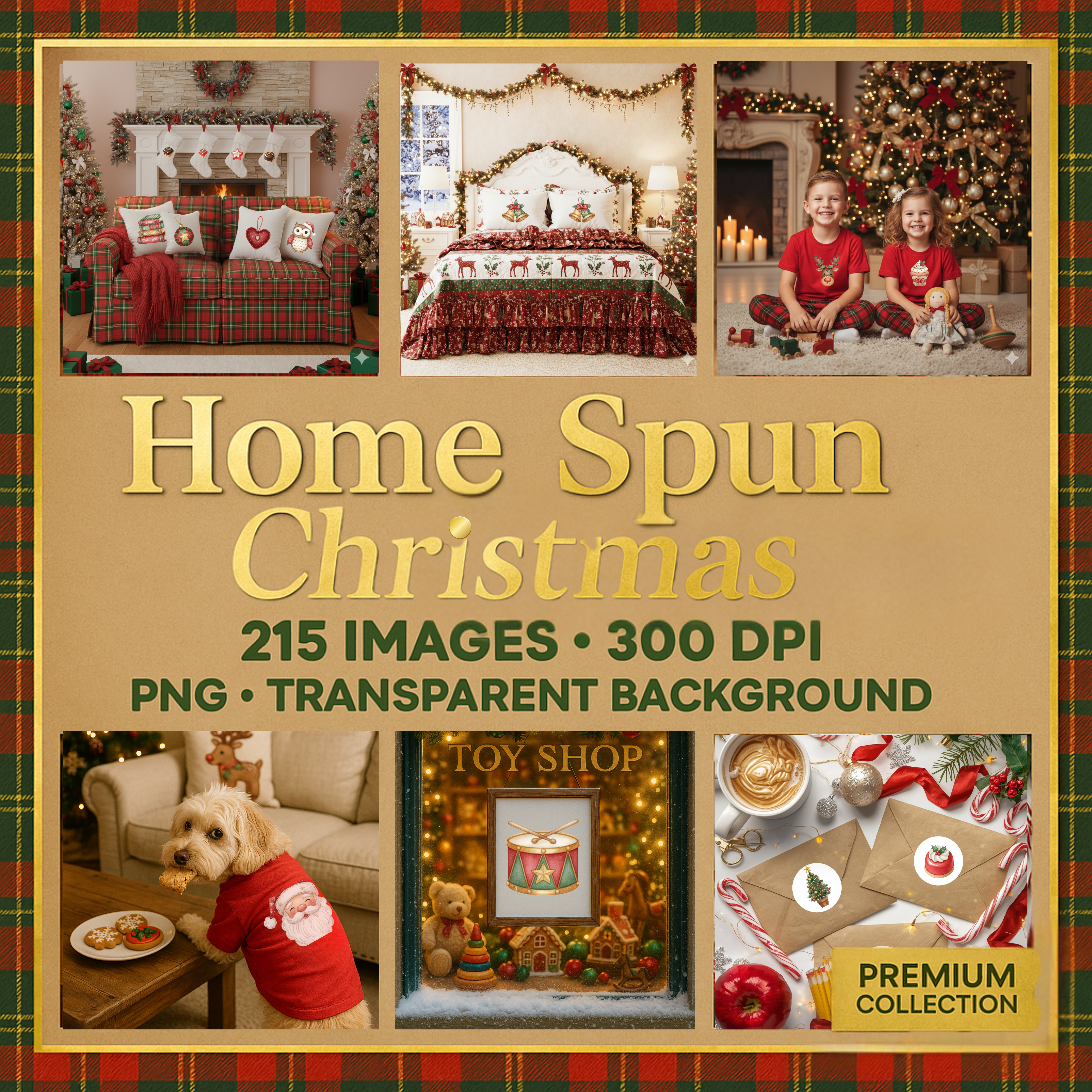 Home Spun Christmas Clipart Bundle